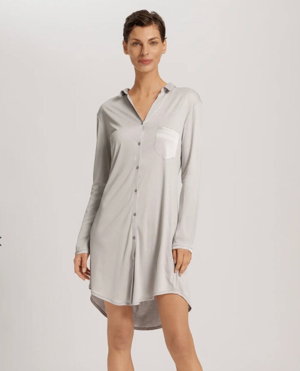 HANRO Grand Central  TENCEL and Silk Sleep Shirt Silver Small